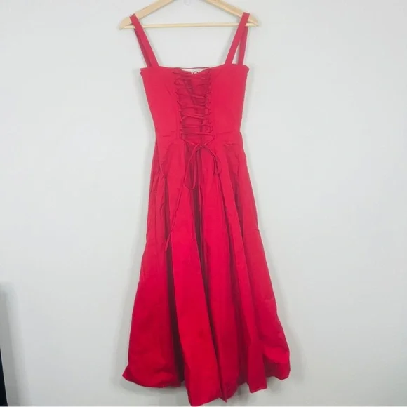 House of CB Carmen red Rose Bustier Vibrant Red Midi Dress size small plus cup - Picture 7 of 14